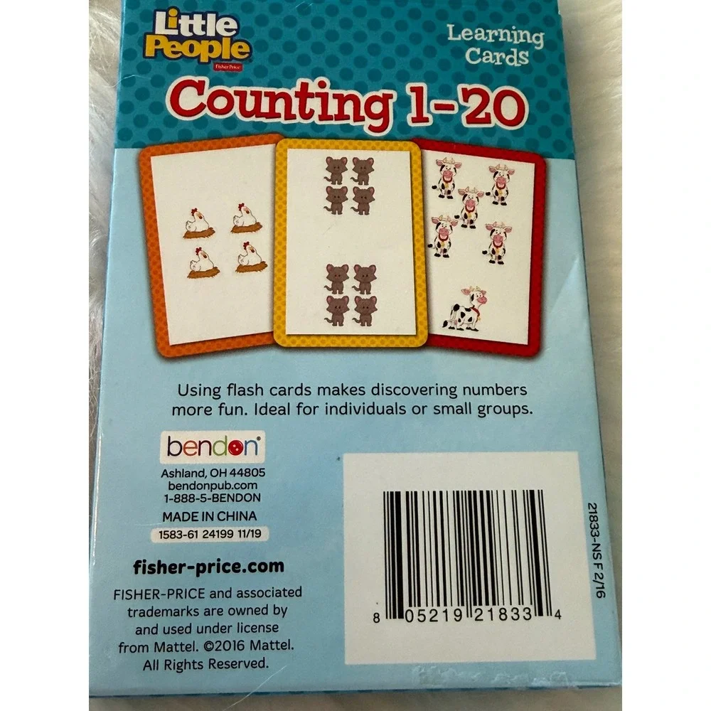 Fisher Price Little People Counting 1-20 Learning Cards 36 Flash Cards Ages 3+